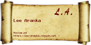 Lee Aranka névjegykártya